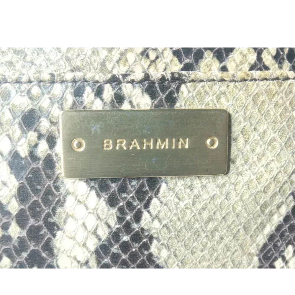 Brahmin Arno Leather Shoulder Tote Python Print Handbag Medium